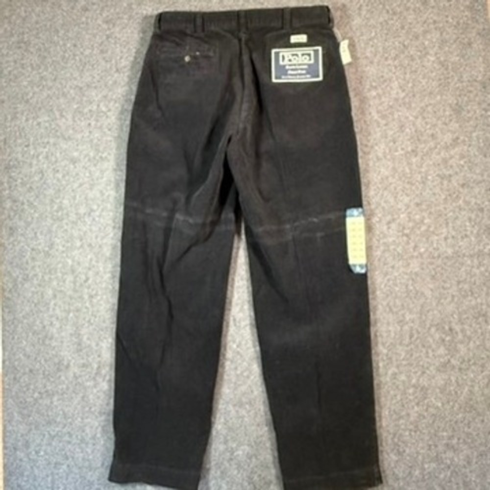 VTG Y2K Polo Ralph Lauren Philip Pant Mens 35x32 Black Corduroy Classic Fit NWT - Picture 2 of 12